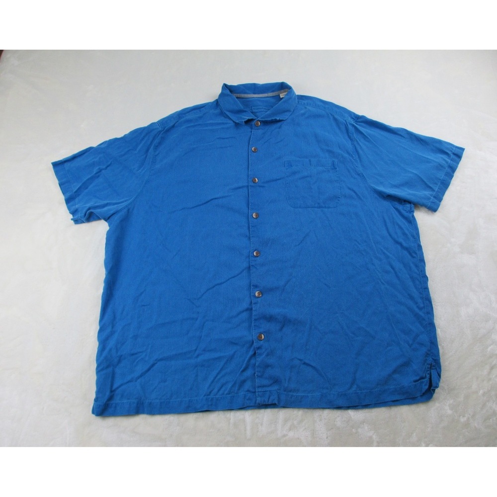 Tommy Bahama Shirt Mens‎ 3XB XXXL Blue Silk Pocket Button Up Casual*